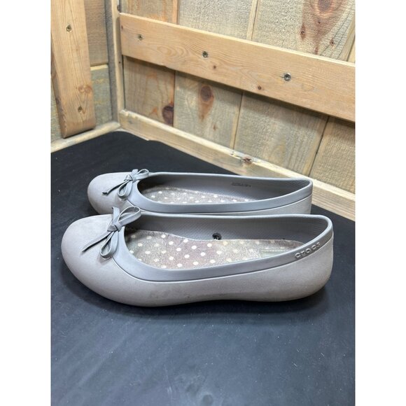Crocs Womens Gray Flats With Bow Accent Size 8 - Picture 5 of 9